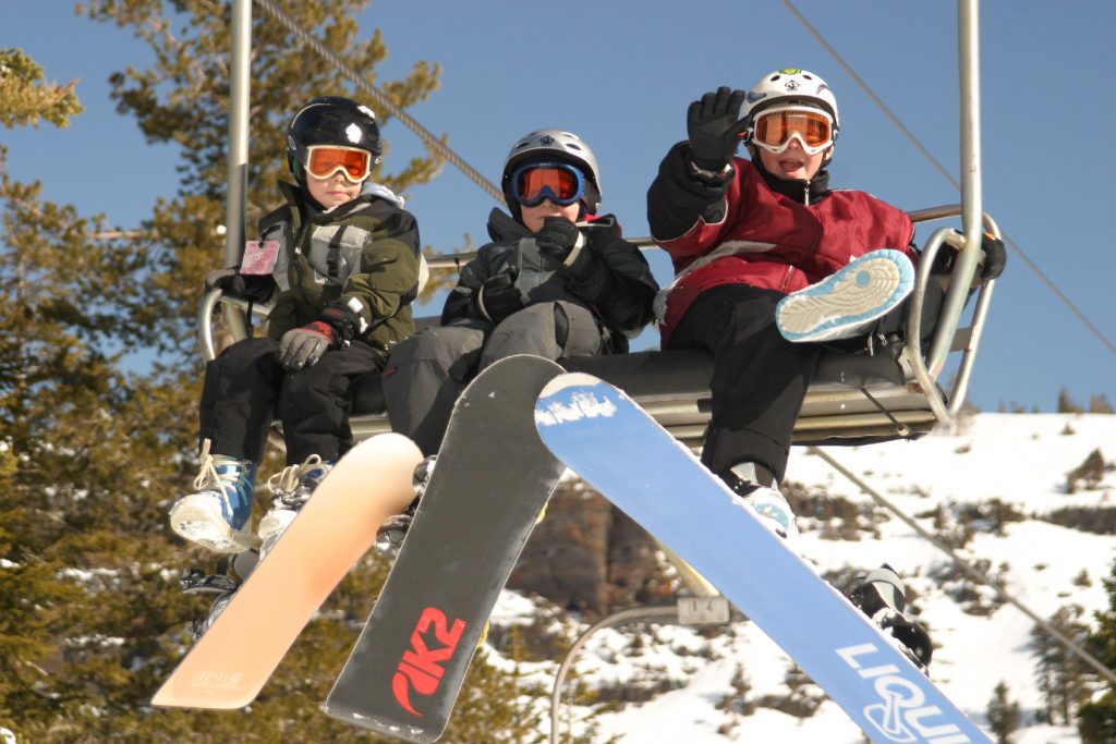 Freedom of Skiing. Kid skiing image.