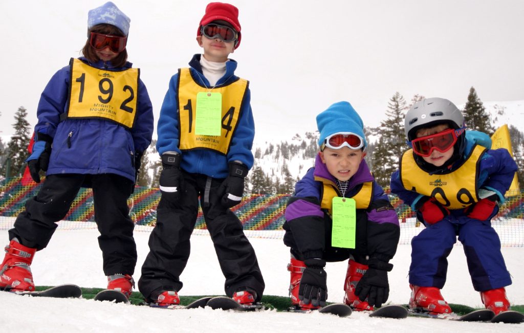 Freedom of Skiing. Kid skiing image.